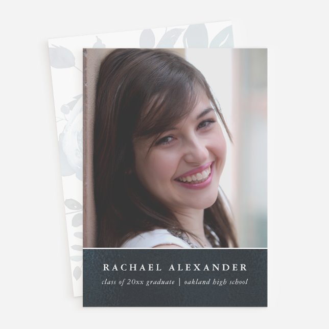 Invitación Blue Floral Watercolor Foto Partido de Graduación (Subido por el creador)