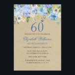Invitación Blue Floral Watercolor Invite a cumplir 60 años<br><div class="desc">¡Más invitaciones de cumpleaños florales en la tienda Little Bayleigh!</div>