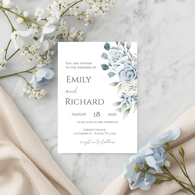 Invitación Blue Floral Wedding  (Subido por el creador)