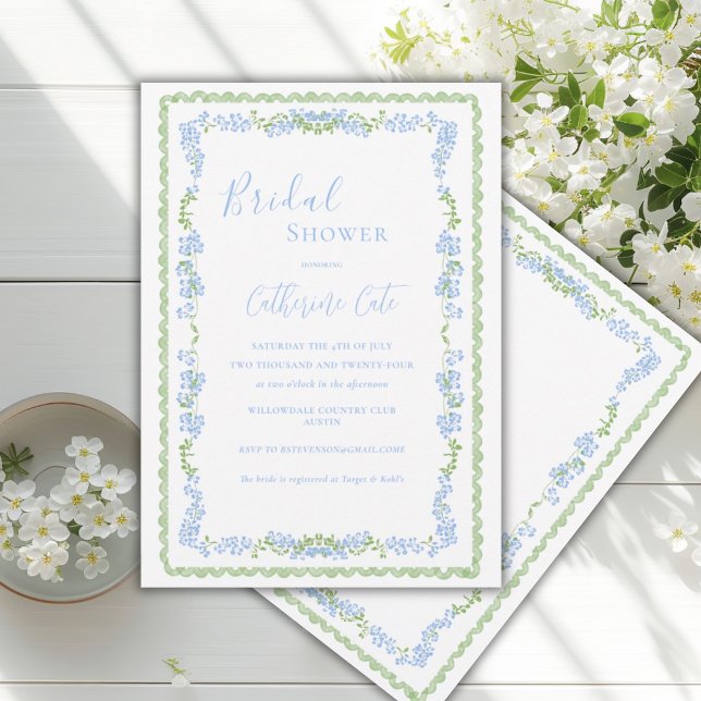 Invitación Blue Floral Whimsical Bridal Shower (Subido por el creador)