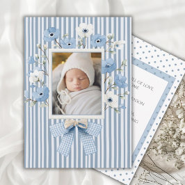 Invitación Blue Floral Whimsical Vintage Birth Announcement