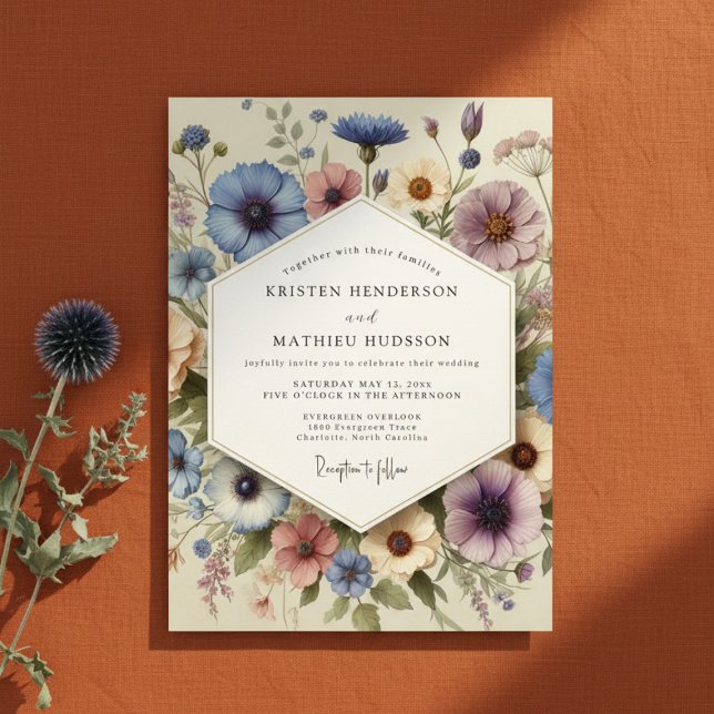 Invitación Blue Floral Whimsy Wedding (Subido por el creador)
