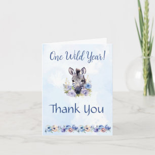 Invitación Blue Floral Zebra Birthday (Día de la cebra floral
