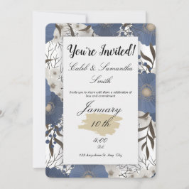 Invitación Blue Flower Wedding Invitation