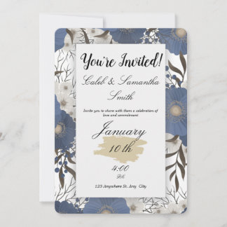 Invitación Blue Flower Wedding Invitation