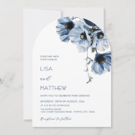 Invitación Blue Flowers White