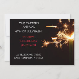 Invitación Blue Fourth July Independence Day Sparkler