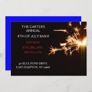 Invitación Blue Fourth July Independence Day Sparkler