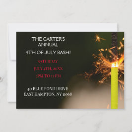 Invitación Blue Fourth July Independence Day Sparkler