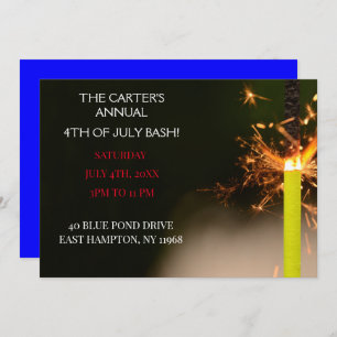Invitación Blue Fourth July Independence Day Sparkler