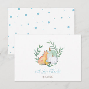 Invitación Blue Fox Pumpkin Woodland Gracias