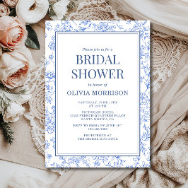 Invitación Blue French Chinoiserie Floral Bridal Shower