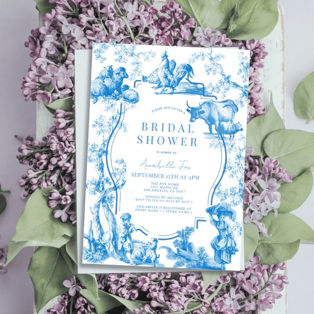 Invitación Blue French Country Farm Animal Briower (Subido por el creador)