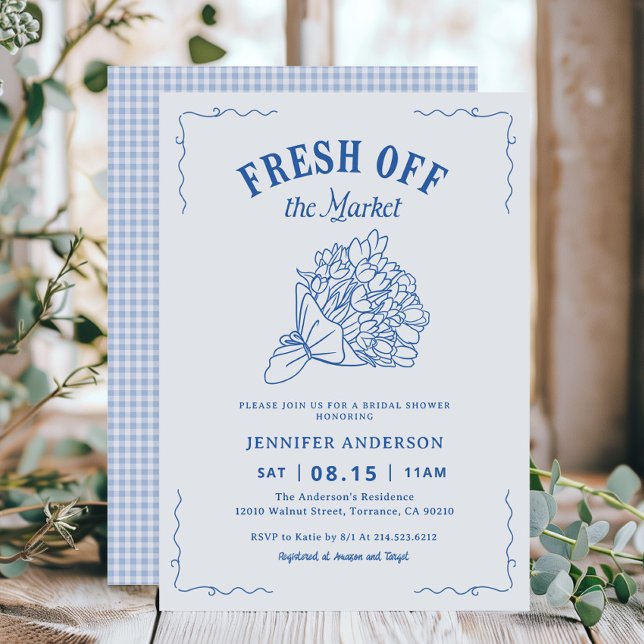 Invitación Blue Fresh Off The Market Garden Bridal Shower (Subido por el creador)