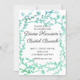 Invitación Blue Garden Watercolor Stems Wedding Shower