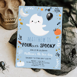 Invitación Blue Ghost CUATRO cumpleaños espeluznante