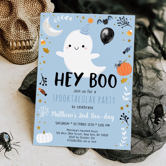 Invitación Blue Ghost Hey Boo Cumpleaños (Subido por el creador)