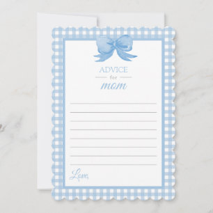 Invitación Blue Gingham Advice para Mamá Baby Shower Stationa
