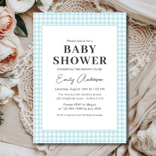 Invitación Blue Gingham Baby Shower