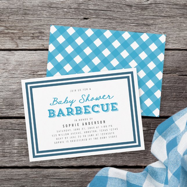 Invitación Blue Gingham Baby Shower Barbecue (Subido por el creador)