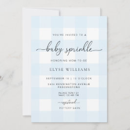 Invitación Blue Gingham Baby Sprinkle