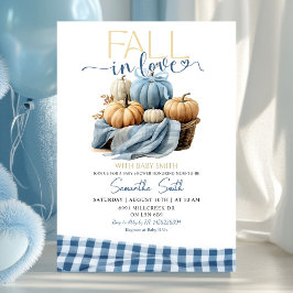 Invitación Blue Gingham Fall en el tema de la caída del amor