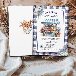 Invitación Blue Gingham Off the Market Bridal Shower