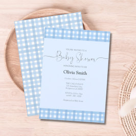 Invitación Blue Gingham Plaid Baby Shower