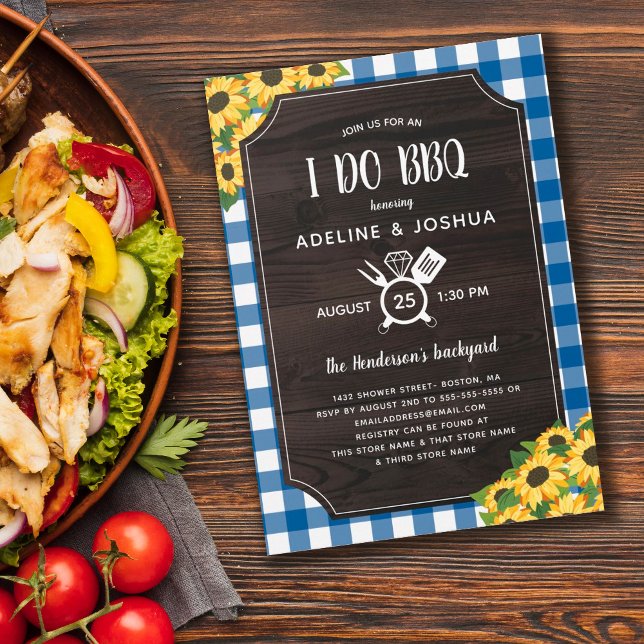 Invitación Blue Gingham Sunflowers I Do BBQ Couple's Shower (Subido por el creador)