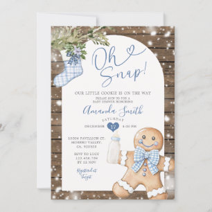 Invitación Blue Gingham Woods Oh Navidades Snap Baby Shower