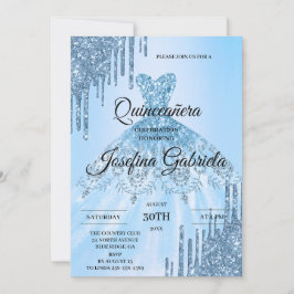 Invitación Blue Glitter Quinceañera Invitation