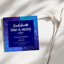 Invitación Blue Glitter Weekend Bachelorette Party Invitation