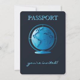 Invitación Blue Globe Passport Travel Baby Shower