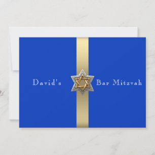 Invitación Blue & Gold Bar Mitzvah Star of David