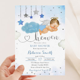 Invitación Blue Gold Blona Baby Angel Baby Shower