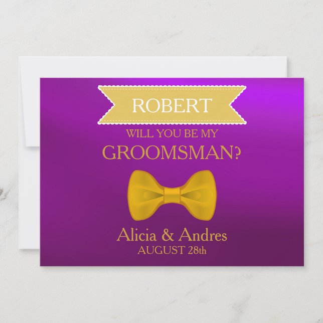 Invitación Blue & Gold Bow ¿Serás mi Groomsman? Invitati (Anverso)