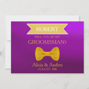 Invitación Blue & Gold Bow ¿Serás mi Groomsman? Invitati