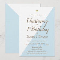 Blue Gold Cross Christening 1er cumpleaños combina