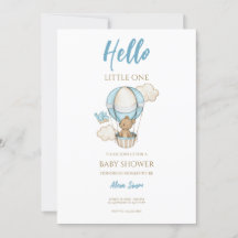 Blue Gold Cute Baby Boy Shower