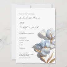 Blue Gold Flores 3D Blancas