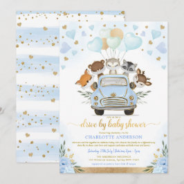Invitación Blue Gold Greenery Woodland Drive De Baby Shower