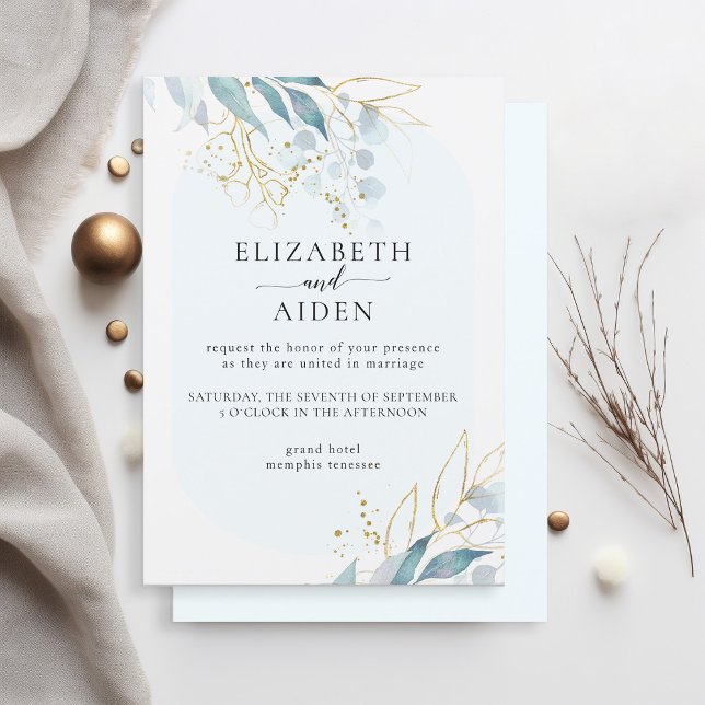 Invitación Blue Gold (imitar) Colección de Bodas blancos Invi (Subido por el creador)