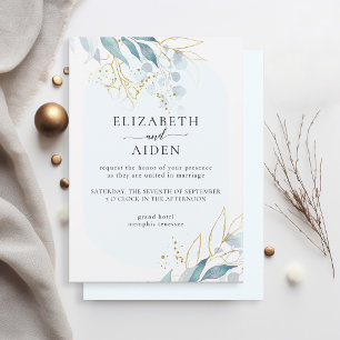 Invitación Blue Gold (imitar) Colección de Bodas blancos Invi