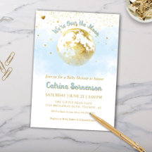 Blue Gold Moon y Stars Celestial Baby Shower