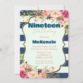 Invitación Blue Gold Pink Peony Chica