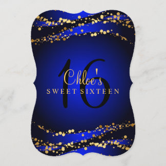 Invitación Blue & Gold Stardust Sweet 16