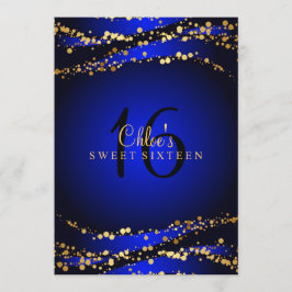 Invitación Blue & Gold Stardust Sweet 16
