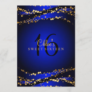 Invitación Blue & Gold Stardust Sweet 16