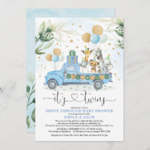 Blue Gold Twin Boys Jungle Drive a través de Baby 