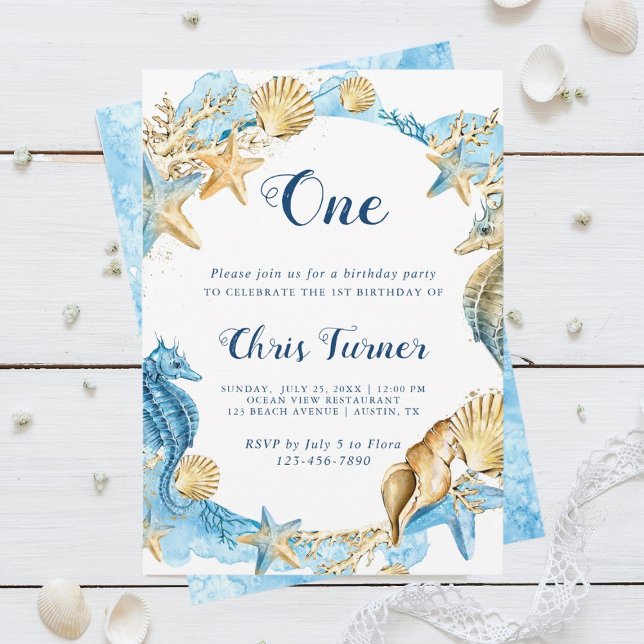 Invitación Blue & Gold Under Sea Boy Cumpleaños (Subido por el creador)